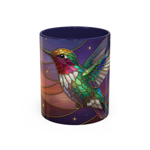 Sunset Sky Hummingbird Stained Glass Style Mug