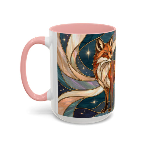 Teal Night Fox Stained Glass Style Mug