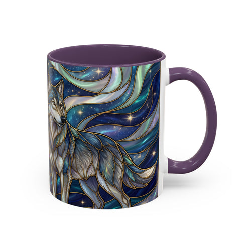 Twin Wolves Stained Glass Style Mug