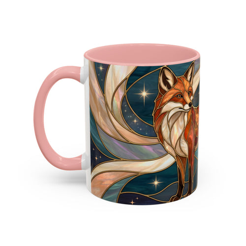 Teal Night Fox Stained Glass Style Mug
