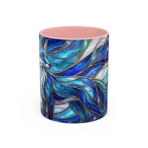 Blue Glow Fox Stained Glass Style Mug