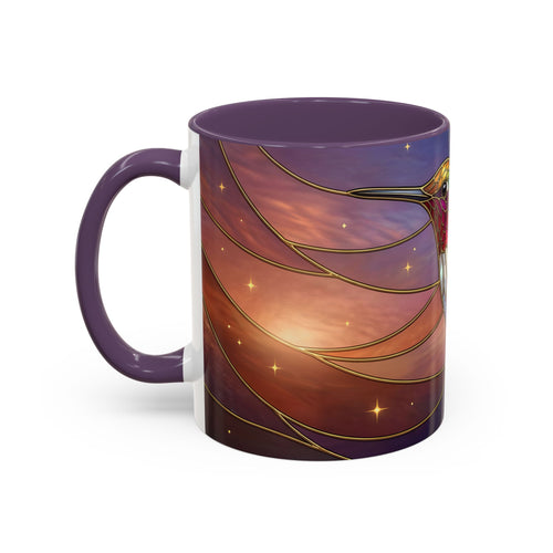 Sunset Sky Hummingbird Stained Glass Style Mug