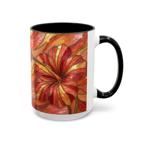 Hibiscus Glow Hummingbird Stained Glass Style Mug
