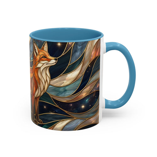 Celestial Night Fox Stained Glass Style Mug