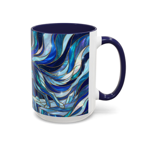 Cobalt Wolf Run Stained Glass Style Mug