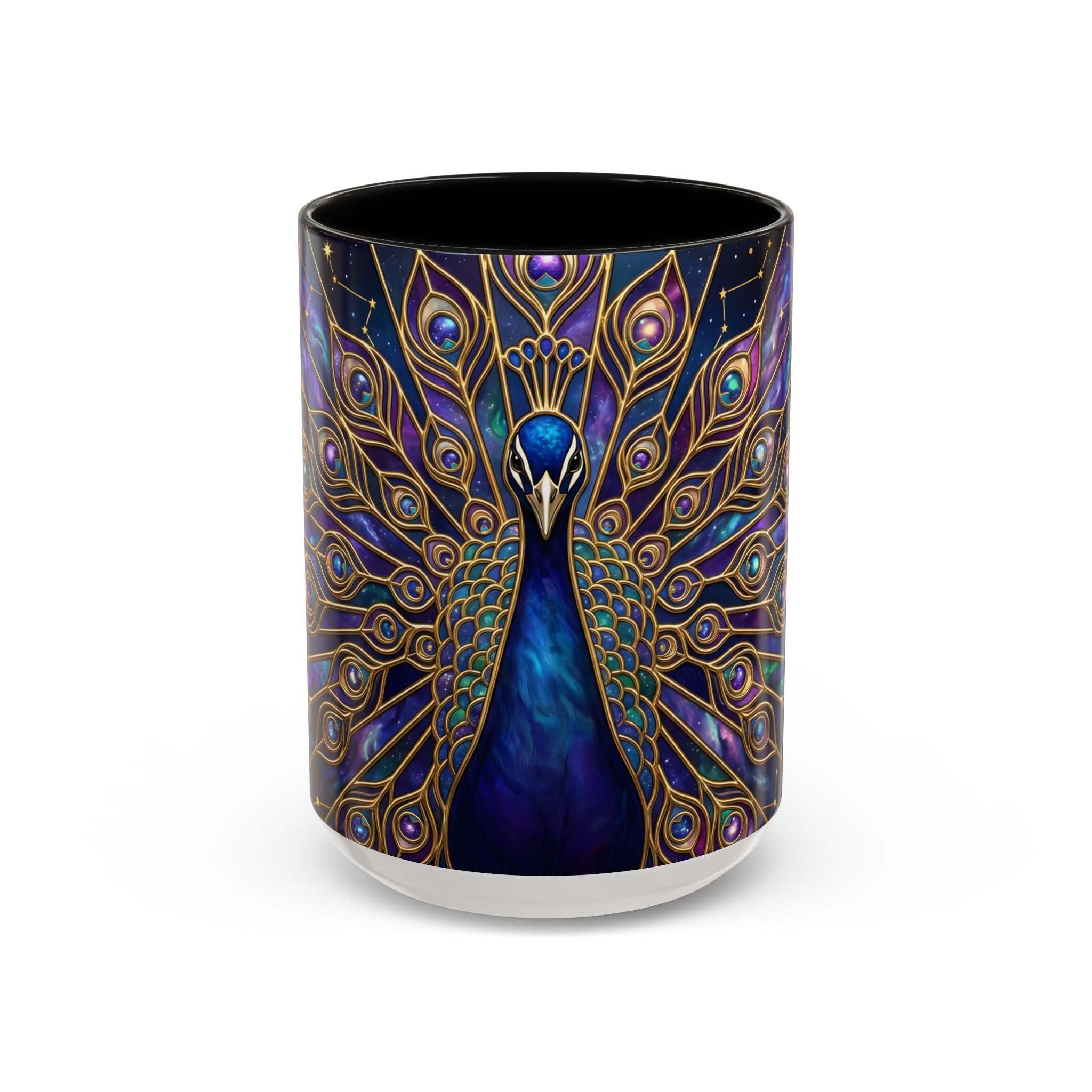 Celestial Peacock Stained Glass Style Mug