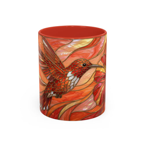 Hibiscus Glow Hummingbird Stained Glass Style Mug