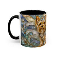 Blue Glow Yorkshire Terrier Stained Glass Style Mug
