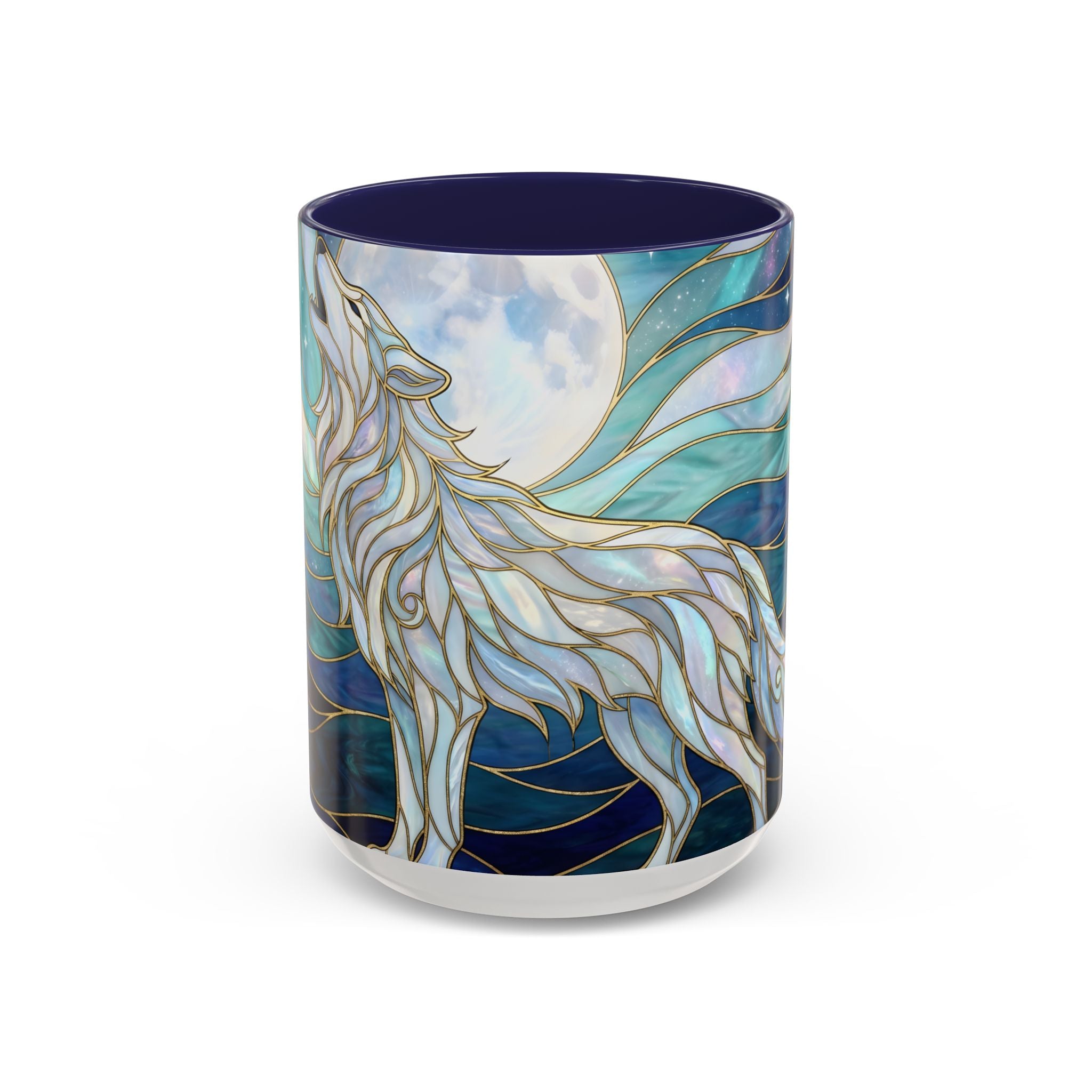 Moonlit Wolf Stained Glass Style Mug