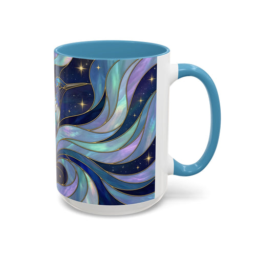 Blue Glow Hummingbird Stained Glass Style Mug