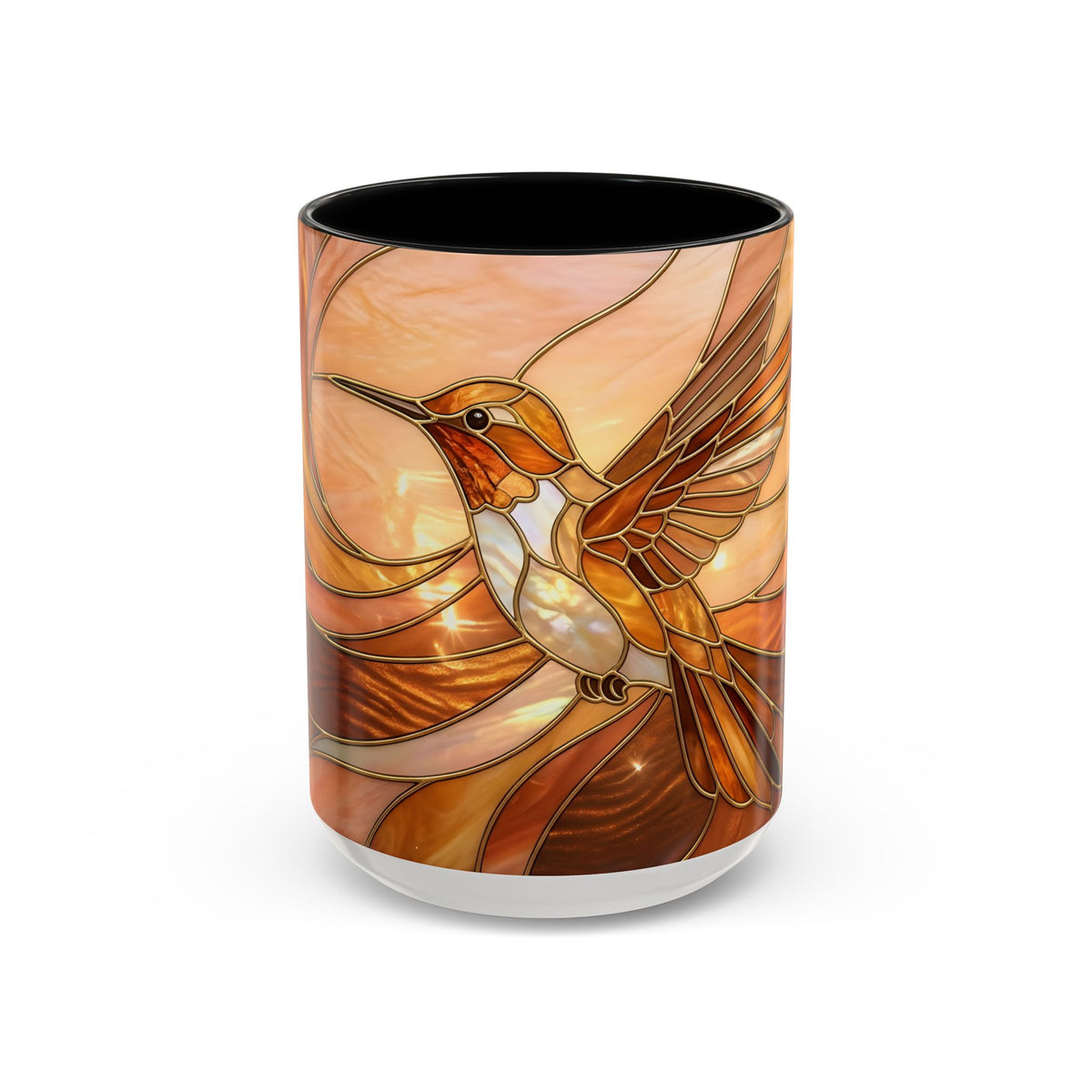 Honey Glow Hummingbird Stained Glass Style Mug