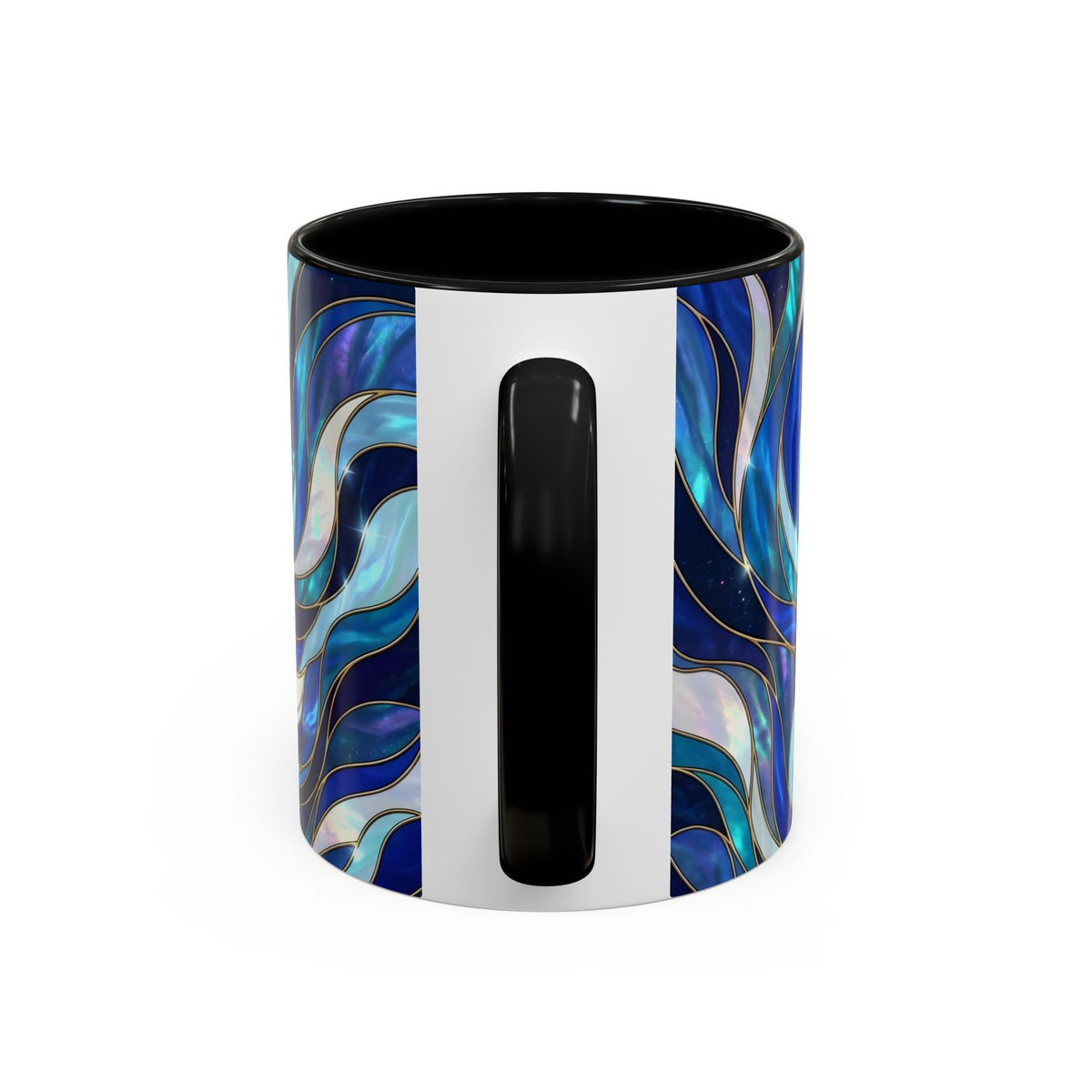 Cobalt Wolf Howl Stained Glass Style Mug