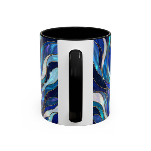 Cobalt Wolf Howl Stained Glass Style Mug