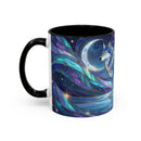 Moonlit Lake Wolf Stained Glass Style Mug
