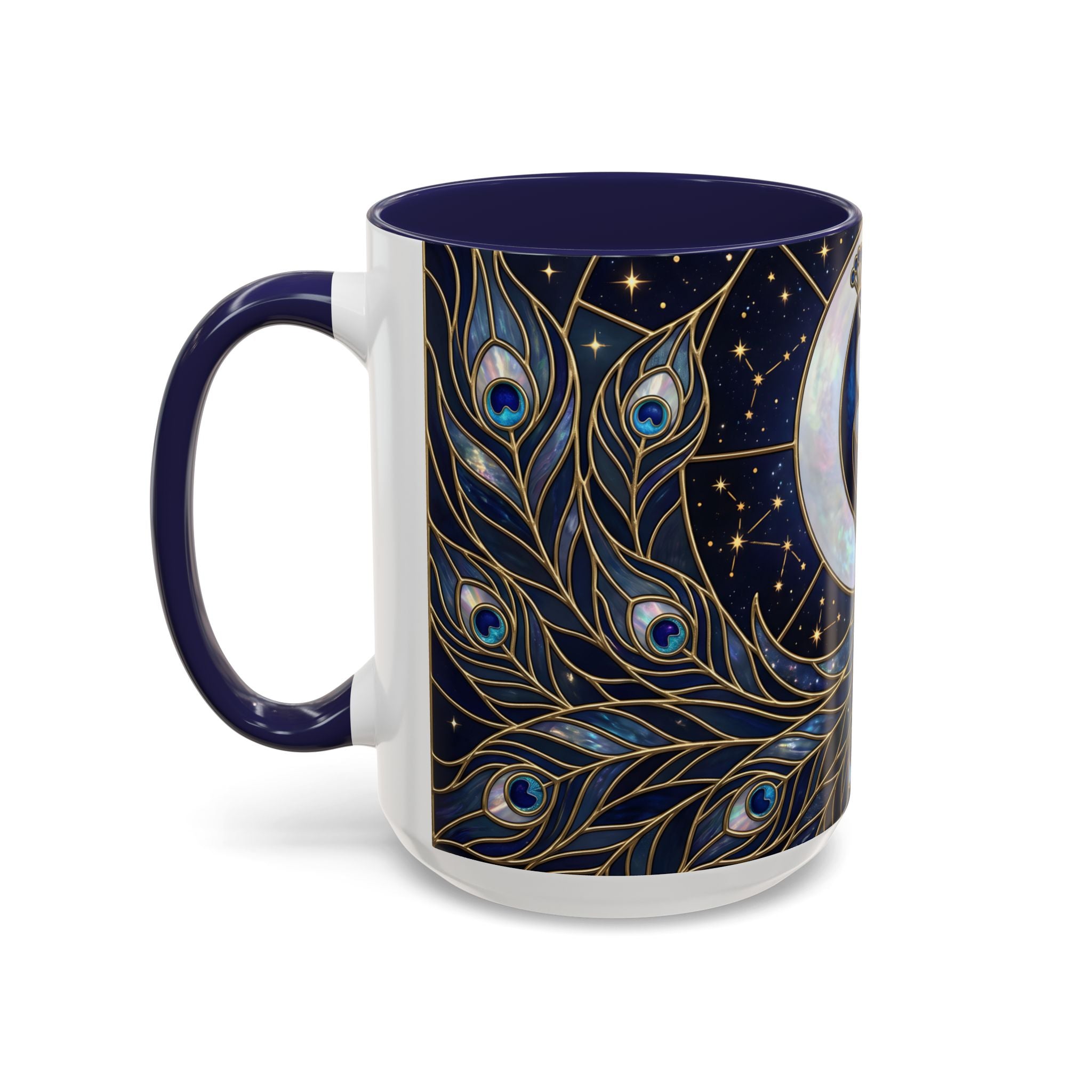 Moonlit Peacock Stained Glass Style Mug