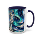 Northern Glow Wolf Stained Glass Style Mug