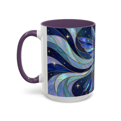 Blue Glow Hummingbird Stained Glass Style Mug