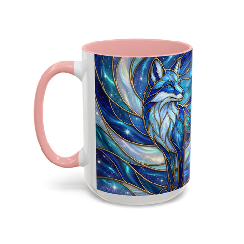 Blue Glow Fox Stained Glass Style Mug