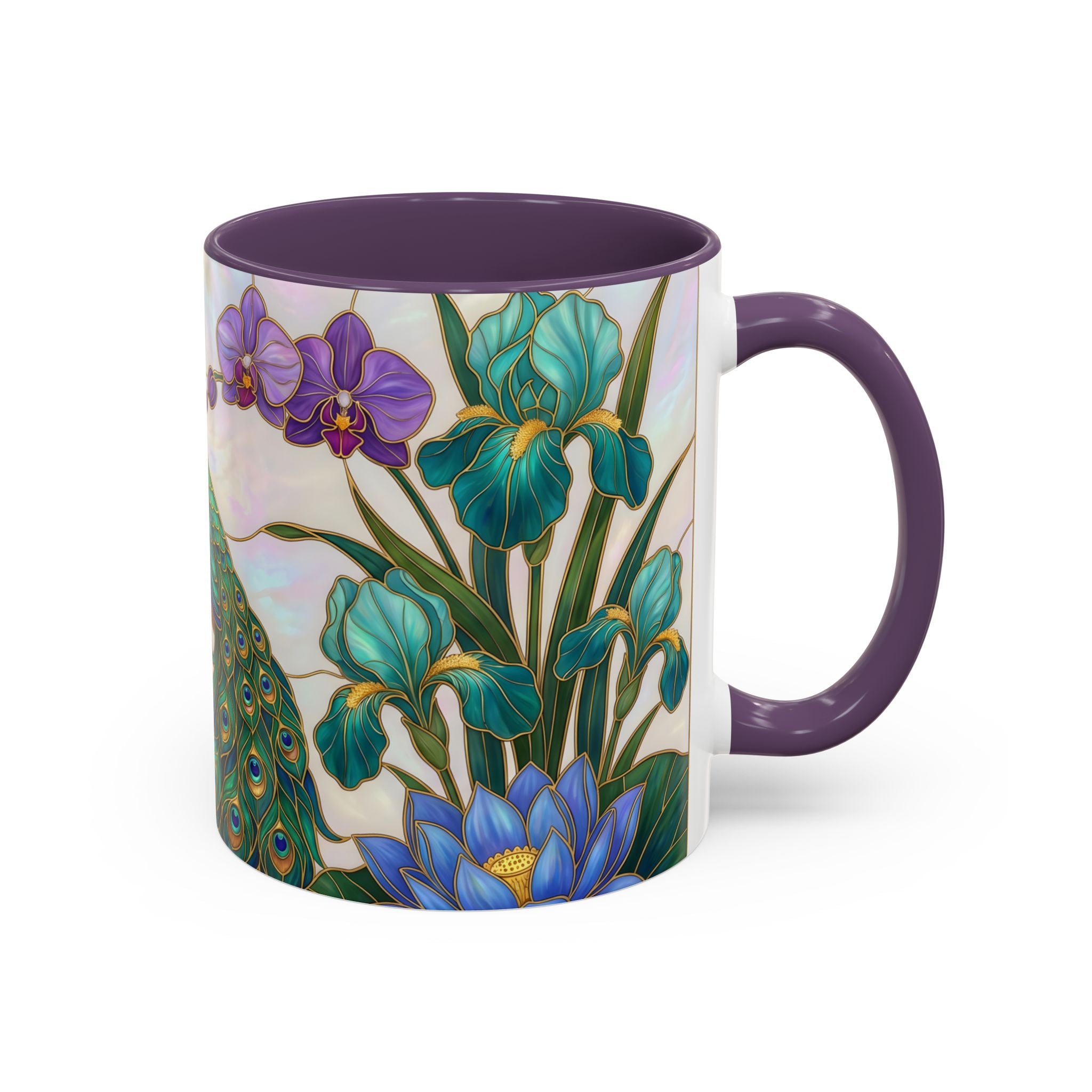 Blooming Peacock Stained Glass Style Mug