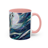 Celestial Blue Wolf Stained Glass Style Mug