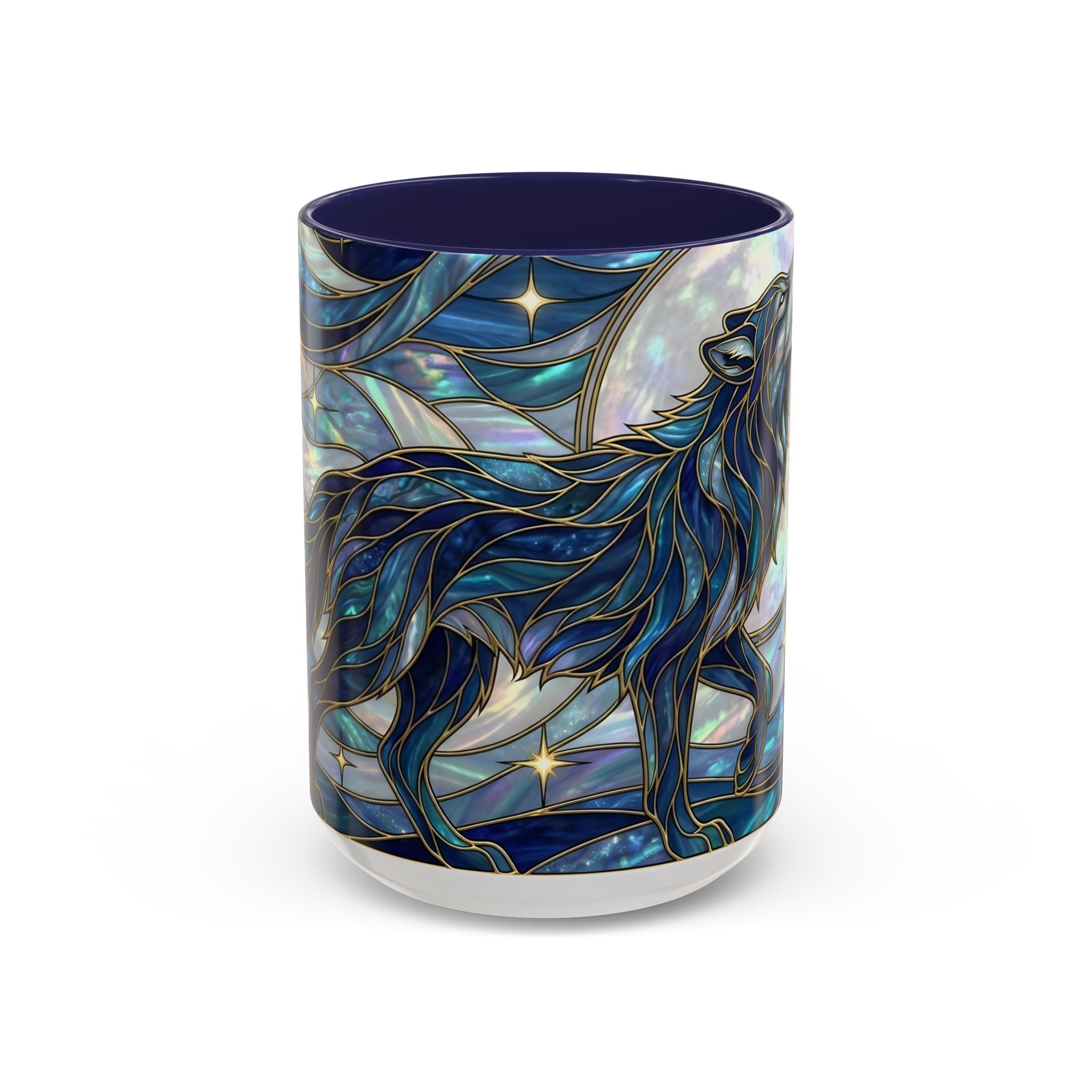 Sapphire Wolf Stained Glass Style Mug
