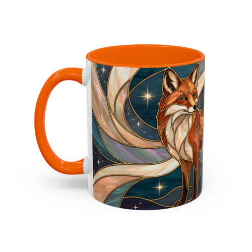 Teal Night Fox Stained Glass Style Mug