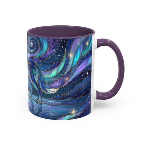 Moonlit Lake Wolf Stained Glass Style Mug