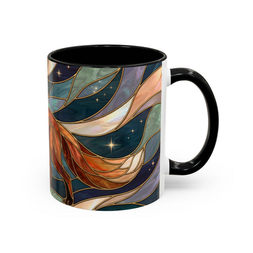 Teal Night Fox Stained Glass Style Mug