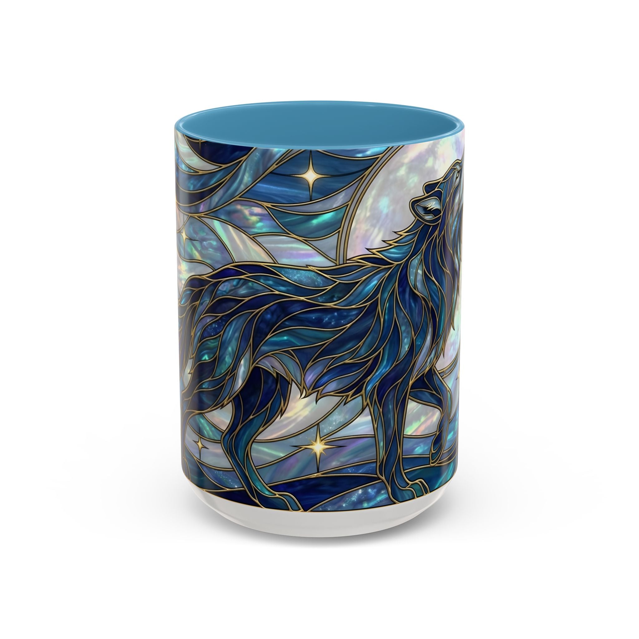 Sapphire Wolf Stained Glass Style Mug