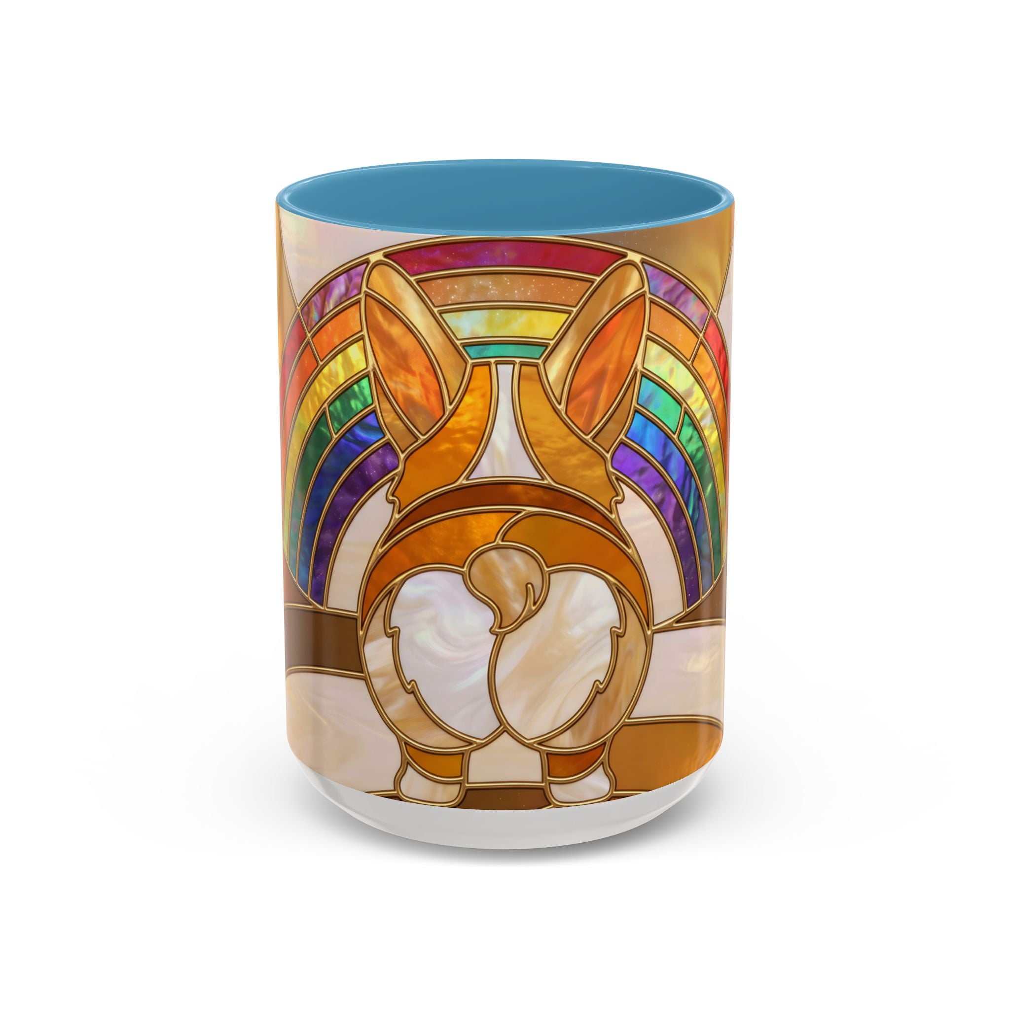 Rainbow Corgi Butt Stained Glass Style Mug