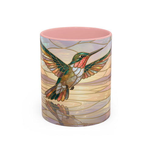 Serene Horizon Hummingbird Stained Glass Style Mug