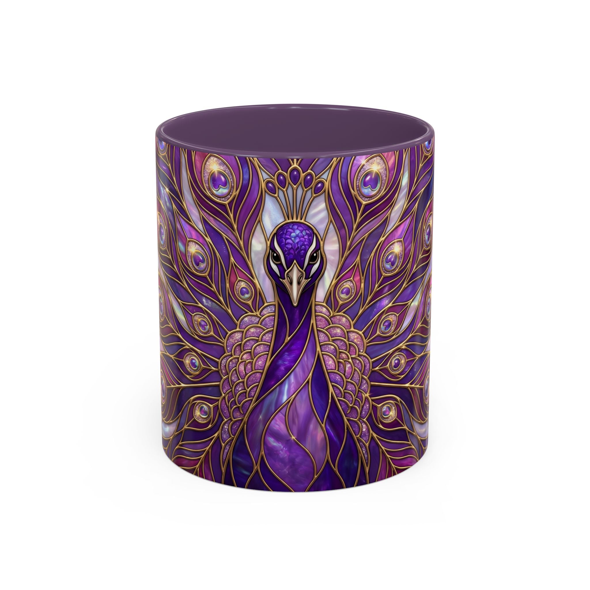 Purple Peacock Stained Glass Style Mug