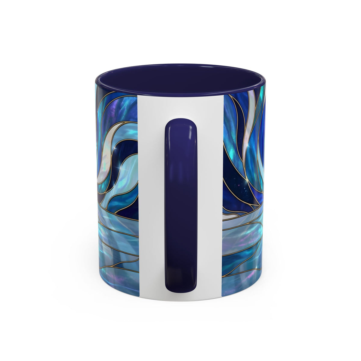 Cobalt Wolf Reflection Stained Glass Style Mug