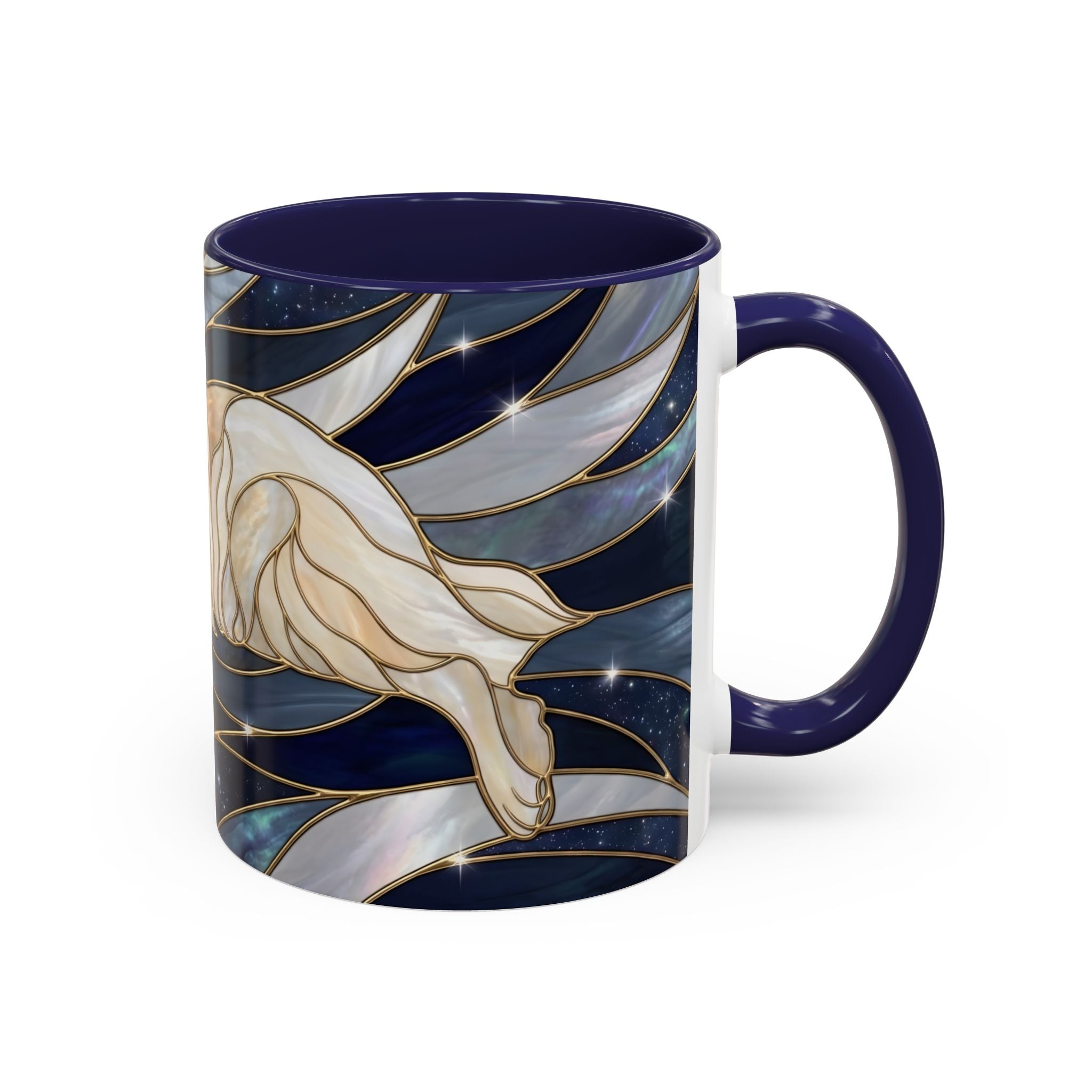Navy Glow Great Pyrenees Stained Glass Style Mug