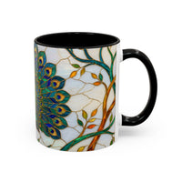 Elegant Peacock Stained Glass Style Mug