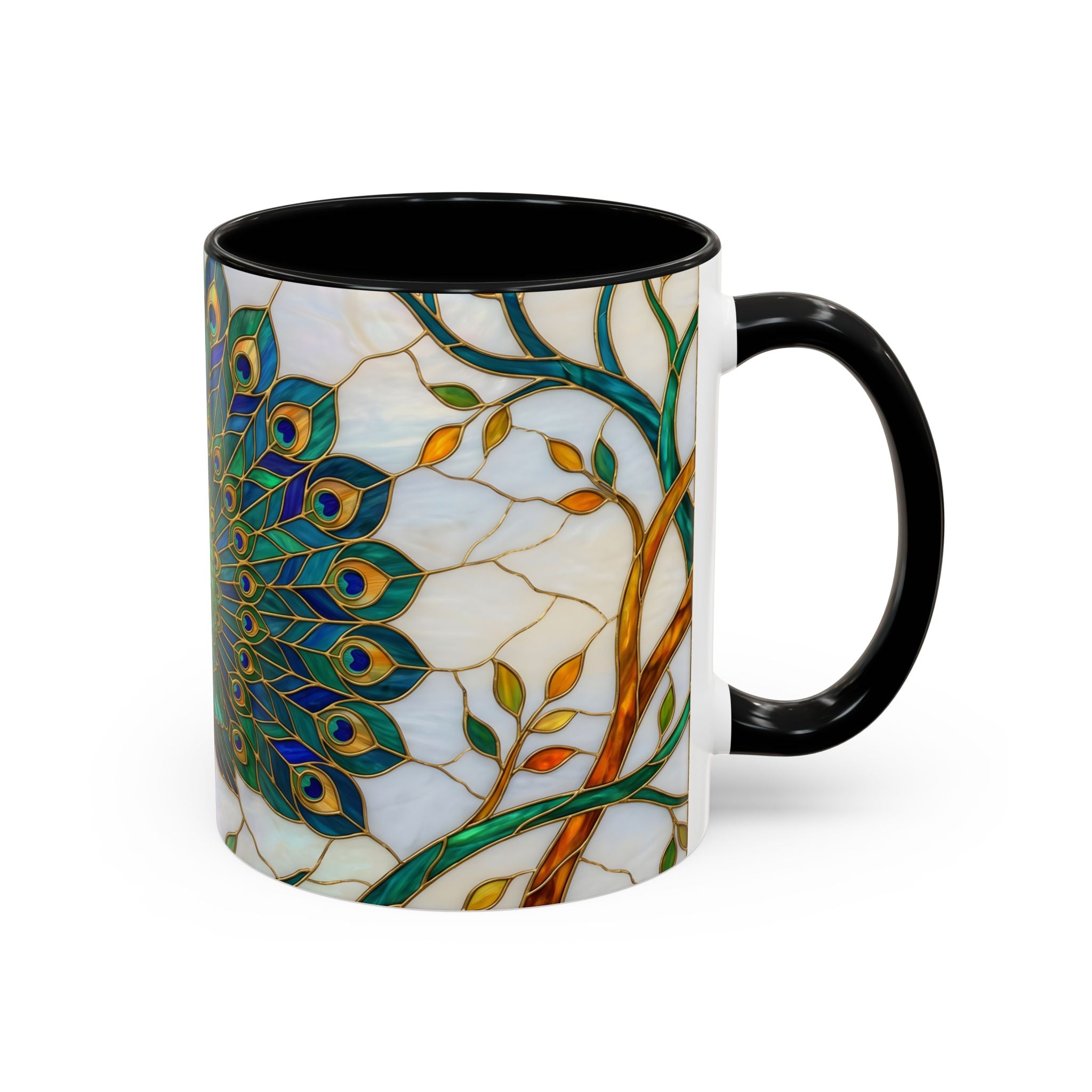 Elegant Peacock Stained Glass Style Mug