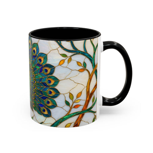 Elegant Peacock Stained Glass Style Mug