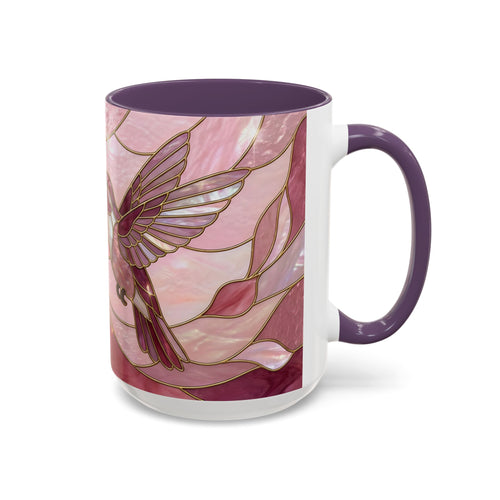 Pink Blossom Hummingbird Stained Glass Style Mug