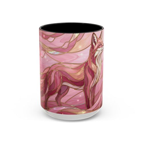 Rose Glow Fox Stained Glass Style Mug
