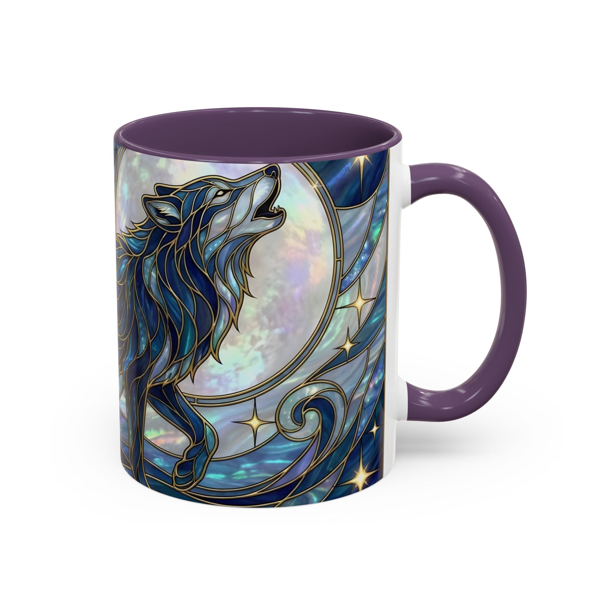 Sapphire Wolf Stained Glass Style Mug
