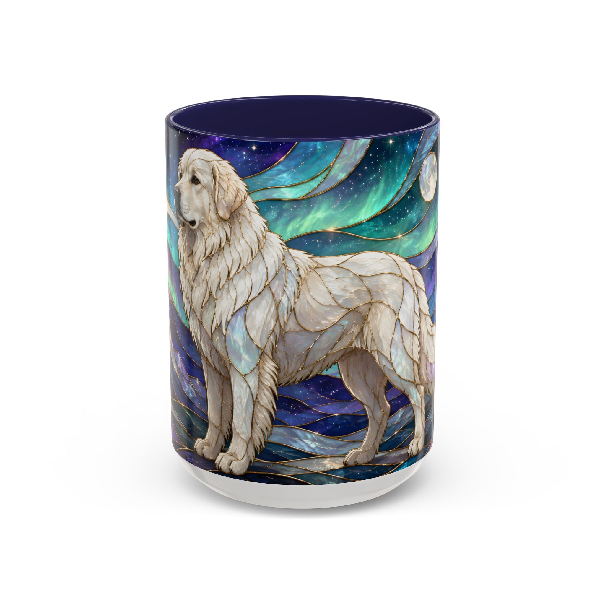 Aurora Peaks Great Pyrenees Stained Glass Style Mug