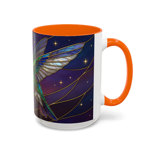 Sunset Sky Hummingbird Stained Glass Style Mug