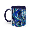 Cobalt Wolf Duo Stained Glass Style Mug