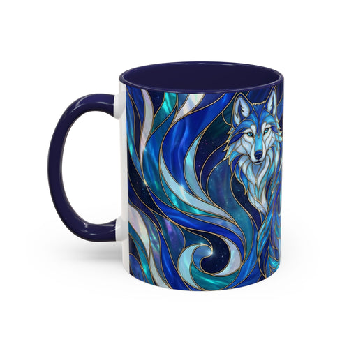 Cobalt Wolf Duo Stained Glass Style Mug