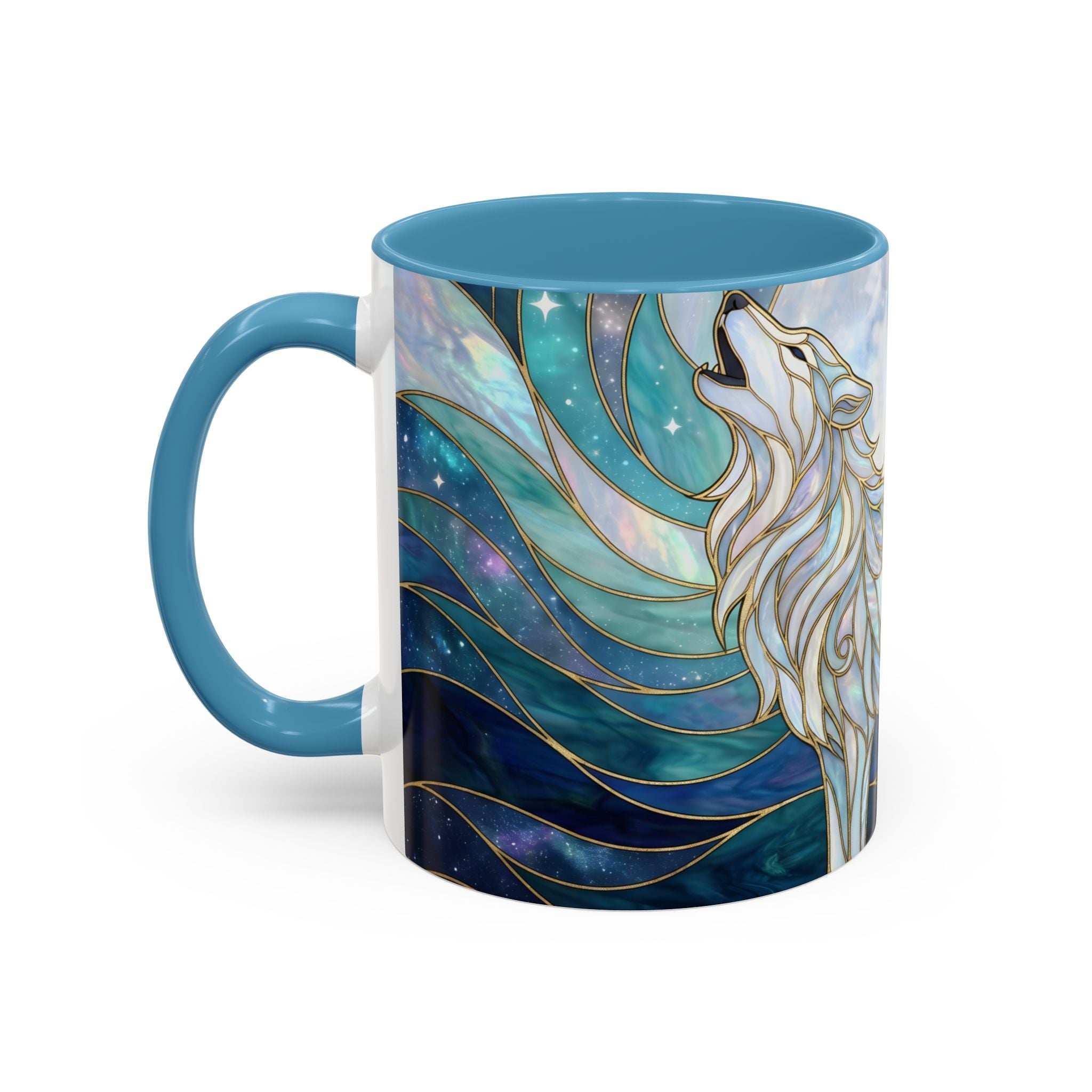 Moonlit Wolf Stained Glass Style Mug