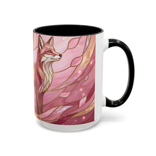 Rose Glow Fox Stained Glass Style Mug