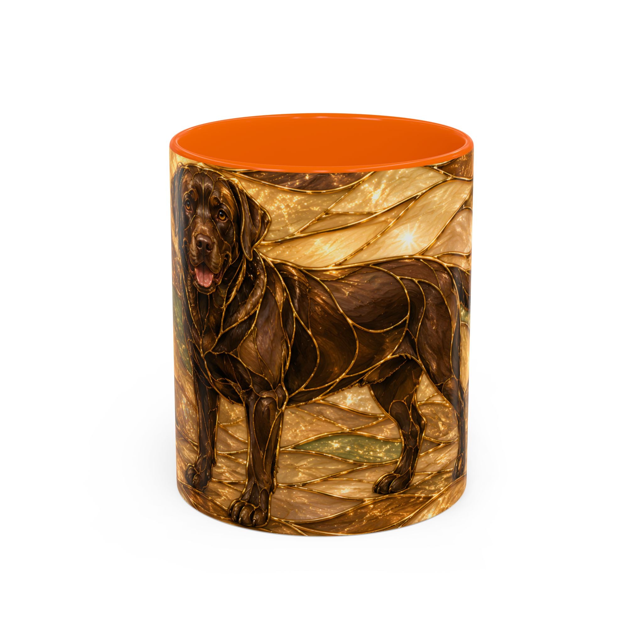 Honey Glow Chocolate Labrador Retriever Stained Glass Style Mug