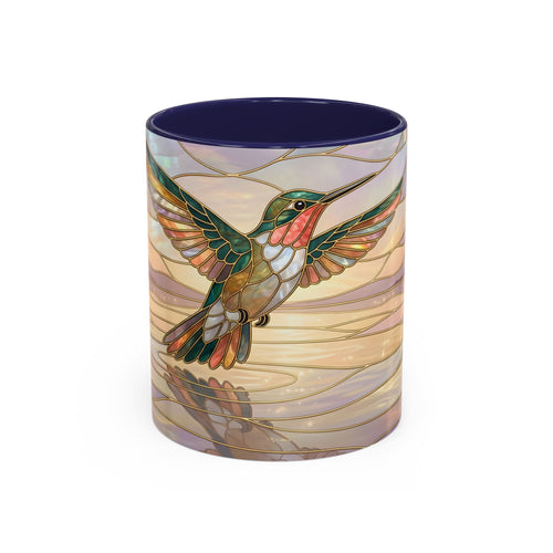 Serene Horizon Hummingbird Stained Glass Style Mug