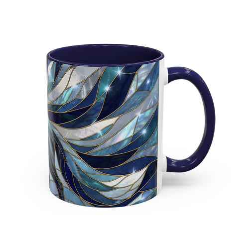 Icy Blue Fox Stained Glass Style Mug