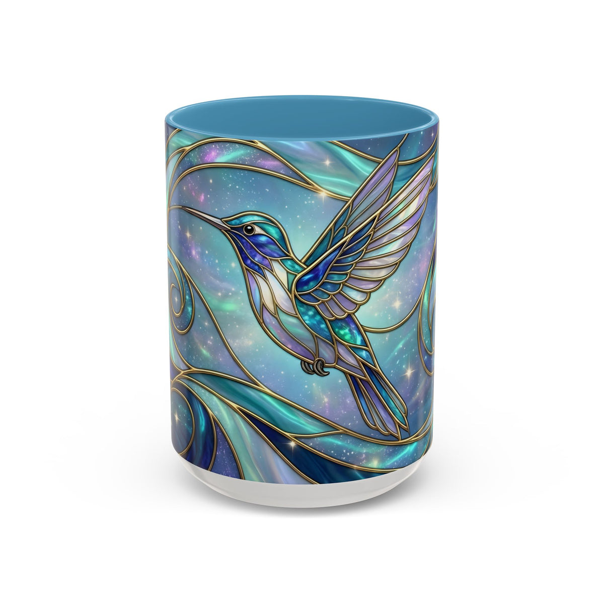 Blue Breeze Hummingbird Stained Glass Style Mug